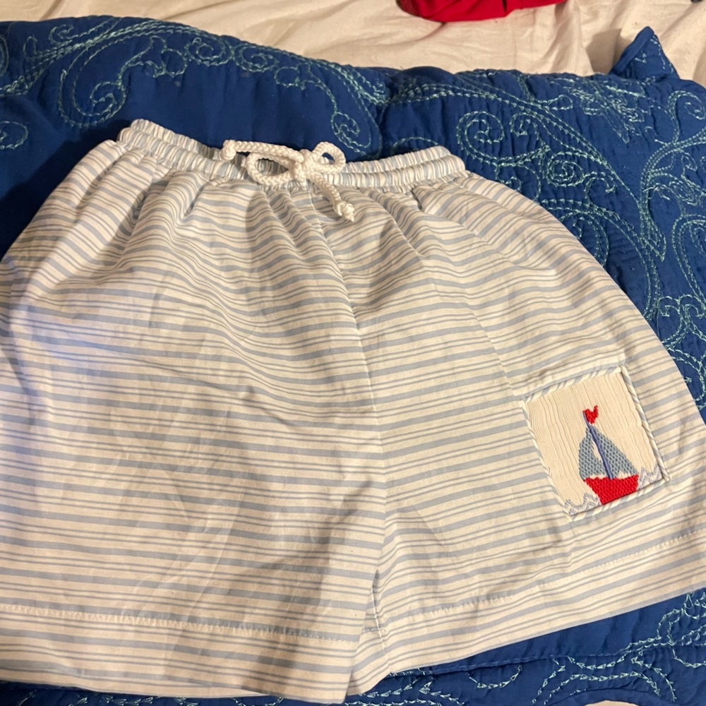 Sail boat  Smocked swimming trunks from Shrimp and Grits